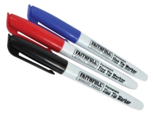 Pack of 3 Mixed Faithfull Fibre Tip Marker Pens